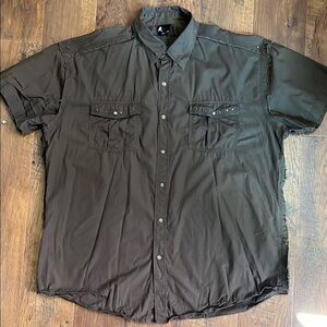 Black Label “Fallen Dreams” Green Casual Button Down Shirt Lightweight